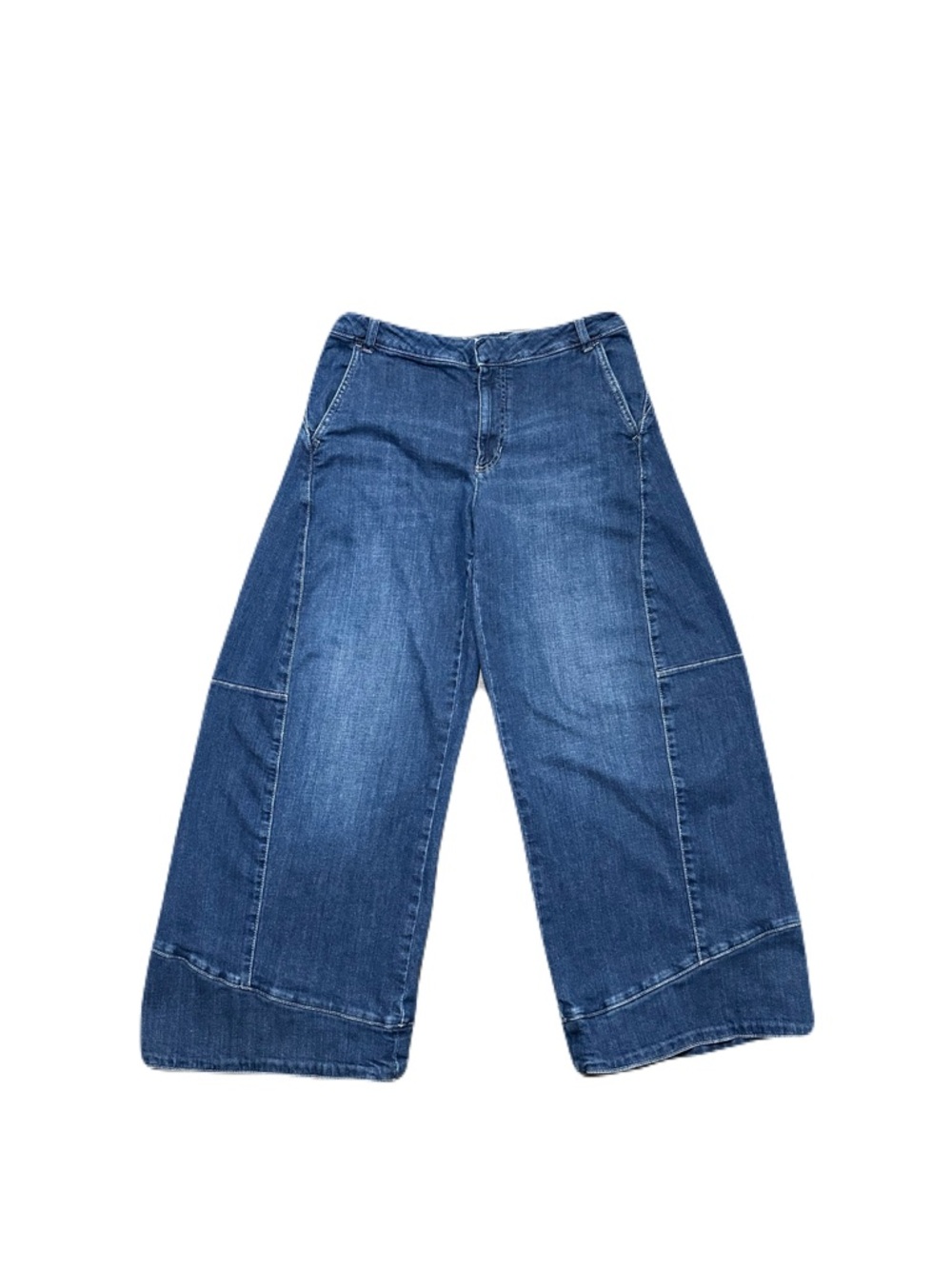 Pilcro Wide-Leg Flare Jeans in Medium Blue